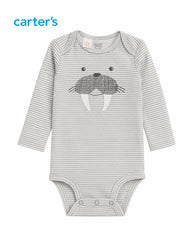 CARTERS GREY STRIPED WALRUS BODYSUIT