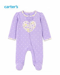 CARTERS HEART FLORAL POLKA DOT SLEEP & PLAY ROMPER