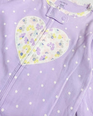CARTERS HEART FLORAL POLKA DOT SLEEP & PLAY ROMPER