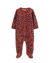 CARTERS LEOPARD PRINT SNAP UP MICRO FLEECE ROMPER