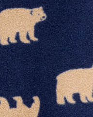 CARTERS NAVY BEAR MICRO FLEECE FOOTED ROMPER