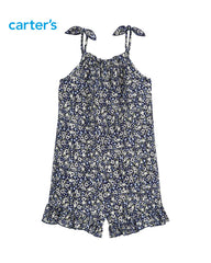 CARTERS NAVY FLORAL PRINTED ROMPER
