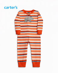 CARTERS ORANGE SFARI STRIPED RHINO ROMPER
