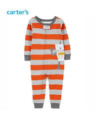 CARTERS ORANGE STRIPED SNUG FIT COTTON ROMPER