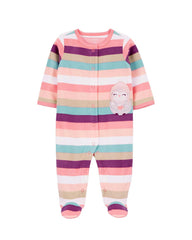 CARTERS OWL FLEECE SNAP-UP SLEEP & PLAY ROMPER