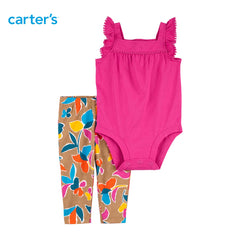 CARTERS PINK 2 PCS FLORAL BODYSUIT SET