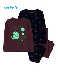 CARTERS PINK & BLUE COTTON SPACE 4 PCS SET