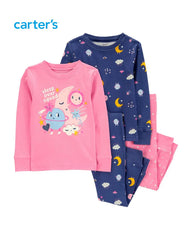 CARTERS PINK & BLUE COTTON SPACE 4 PCS SET