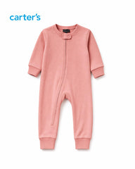 CARTERS PINK COMFORT ESSENTIAL ZIP UP ROMPER
