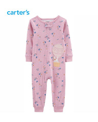 CARTERS PINK FLORAL SNUG FIT COTTON ROMPER