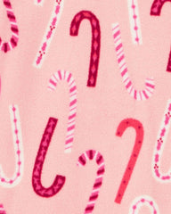 CARTERS PINK HOLIDAY FLEECE SLEEP & PLAY ROMPER