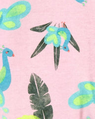 CARTERS PINK PEACOCK SNUG FIT ROMPER