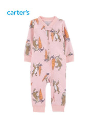 CARTERS PINK RABBIT PRINT BABY ROMPER