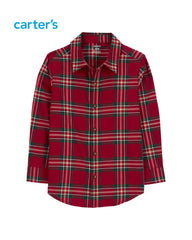 CARTERS RED PLAID BUTTON DOWN SHIRT