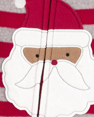 CARTERS RED STRIPED SANTA MICRO FLEECE ROMPER
