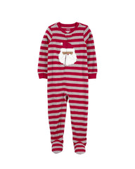 CARTERS RED STRIPED SANTA MICRO FLEECE ROMPER