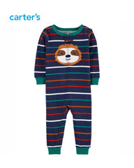 CARTERS SLOTH STRIPED COTTON ROMPER