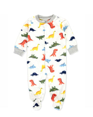 CARTERS WHITE DINO FLEECE SLEEP & PLAY ROMPER