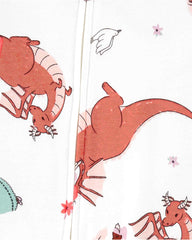 CARTERS WHITE DRAGON PRINCESS PRINTED ROMPER