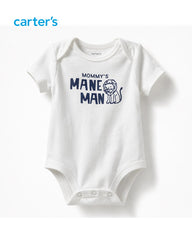CARTERS WHITE MOMMYS MANE MAN PRINTED ROMPER