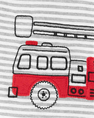 CARTERS WHITE STRIPED FIREFIGHTER ROMPER