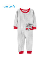 CARTERS WHITE STRIPED FIREFIGHTER ROMPER