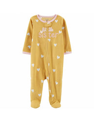 CARTERS YELLOW LITTLE SISTER MICRO FLEECE ROMPER