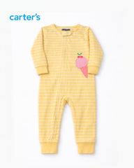 CARTERS YELLOW SWEET SCOOP STRIPES BABY ROMPER