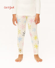 CAT& JACK SNOWFLAKE PRINTED PLUSH LEGGING