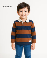 CHEEKY STRIPED POLO LONG SLEEVE T-SHIRT