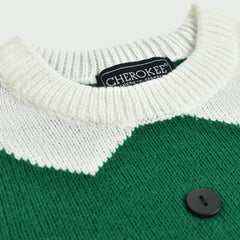 CHEROKEE GIRLS WHITE GREEN DECORATIVE SWEATER