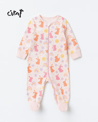 CIRAF PINK PRINTED COTTON ROMPER
