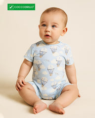 COCCODRILLO BLUE BALLOON SHORTS SLEEVE ROMPER