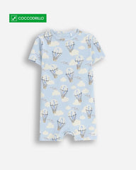 COCCODRILLO BLUE BALLOON SHORTS SLEEVE ROMPER