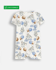 COCCODRILLO WHITE ELEPHANTS SHORTS SLEEVE ROMPER