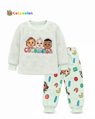 COCOMELON UNISEX MINT GREEN FLEECE PYJAMA SET