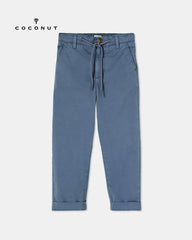 COCONUT STEEL BLUE COTTON DRAWSTRING TWILL PANT