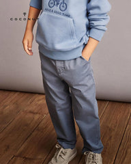 COCONUT STEEL BLUE COTTON DRAWSTRING TWILL PANT