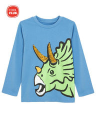 COOL CLUB BLUE DINO SEQUINED T-SHIRT