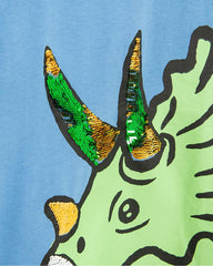 COOL CLUB BLUE DINO SEQUINED T-SHIRT