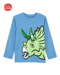 COOL CLUB BLUE DINO SEQUINED T-SHIRT