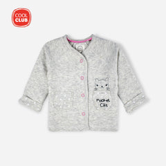 COOL CLUB LIGHT GREY POCKET CAT DOUBLE LAYERED TOP