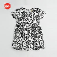COOL CLUB WHITE PATTERN PRINTED DRESS