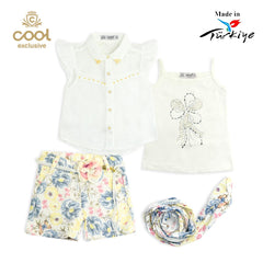 COOL EXCLUSIVE BABY GIRLS TOP & SHORT 4 PCS SET