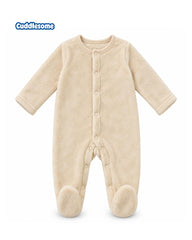 CUDDLESOME BEIGE PLUSH FLEECE BABY ROMPER