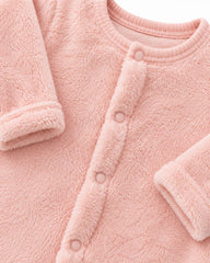 CUDDLESOME BLUSH PINK PLUSH FLEECE BABY ROMPER