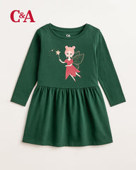 C&A GREEN FAIRY PRINT LOONG SLEEVE DRESS