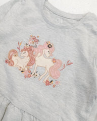 C&A LIGHT GREY UNICORN LONG SLEEVE DRESS
