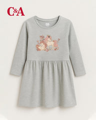 C&A LIGHT GREY UNICORN LONG SLEEVE DRESS