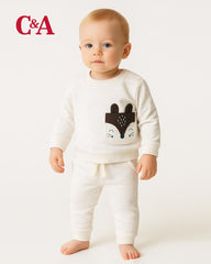 C&A NATURAL WHITE PLUSH SWEATSHIRT WITH TROUSER SET